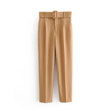 Spring 2025 New ñÞÖå Multi-Colored Harun Pants Casual Solid-Colored Small-Footed Women's Trousers Belt