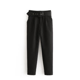 Spring 2025 New ñÞÖå Multi-Colored Harun Pants Casual Solid-Colored Small-Footed Women's Trousers Belt