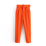 Spring 2025 New ñÞÖå Multi-Colored Harun Pants Casual Solid-Colored Small-Footed Women's Trousers Belt