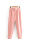 Spring 2025 New ñÞÖå Multi-Colored Harun Pants Casual Solid-Colored Small-Footed Women's Trousers Belt
