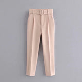 Spring 2025 New ñÞÖå Multi-Colored Harun Pants Casual Solid-Colored Small-Footed Women's Trousers Belt