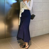Korean Version Of High-Waisted Fishtail Skirt Irregular Slimming Thin As Hip Skirt Sexy After Open Fork Skirt Tight Waist Skirt