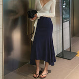 Korean Version Of High-Waisted Fishtail Skirt Irregular Slimming Thin As Hip Skirt Sexy After Open Fork Skirt Tight Waist Skirt