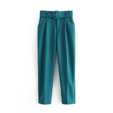 Spring 2025 New ñÞÖå Multi-Colored Harun Pants Casual Solid-Colored Small-Footed Women's Trousers Belt