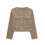 Autumn New Clip Round Collar Short Jacket 3046278