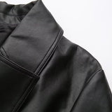 BSK&TRAF Women's Clothing 2025 Autumn 2025 New Tape With Lumbar Imitation Leather Short Wind Coat 2583872