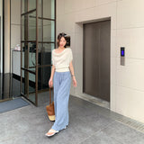 The Beauty Of The Single Wearing Waist Thin Word Collar Bat Sleeve T-Shirt Summer 2026 New Design Pure Desire Top