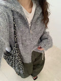 Korean Version Of Casual Collar Double Zipper Knitted Cardigan Women's Autumn And Winter New Retro Easy Thick Coat