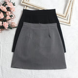 Solid Color High-Rise Thin Suit Half-Body Skirt Summer Basic Anti-Walking A-Word Ass Short Skirt 8615