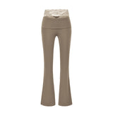 Pure Lust Lace Splicing High-Waisted Casual Trousers Women In Autumn Elastic Hanging Feeling Thin Yoga Long Pants