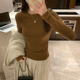 2026 Early Spring European Small Shirt In Autumn And Winter With Long-Sleeved T-Shirts Female Hautein Temperament Solid-Colored Cashmeet Bottom Shirt