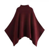 Autumn And Winter New Asymmetric Half-High Collar Knitted Cloak Coat 3739027