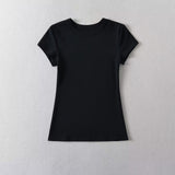 Spice Girls Base Shoulder Short-Sleeved T-Shirts Summer New Elastic Slimming Bottom Short-Sleeved Top