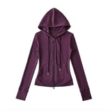 Hooded Yoga Zipper Coat Women 2026 Spring And Autumn New Solid Dress + Rope Straight Trousers Set