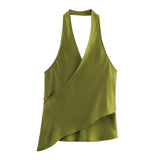 BSK&TRAF Women's Clothing 2026 Summer New Fashion Babes Silk Stisei Hanging Neck Collar Top 2331051