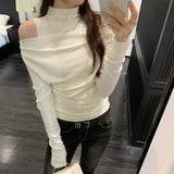 High-End Collar Fasting Long Sleeves Of Women's Autumn And Winter 2025 New Half-High T-Shirt Top