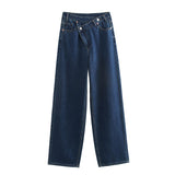 Autumn New Double Trousers Waist Wide-Legged Jeans 8197232