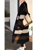 Mid-Autumn 2025 New Lazy Windy Mid-Changed Long-Striped Thick Sweater Knitted Jacket Woman