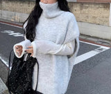 Korean High-Collar Knitted Vest Vest Women 2026 Autumn And Winter New Lazy Wind Loose Thick Horse Lame Dress