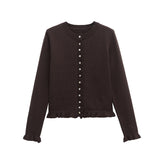 Spring 2025 New Round Collar Solid Color Loose Jacket Niche Temperament Knitting Shirt 2756114