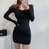The Long Sleeve Of The Women's Long-Sleeved In The Waist V-Necked Dress Highlights The Sexy Tight Body Of The Hips In The Bottom Of The Summer Sweet And Spicy Skirt