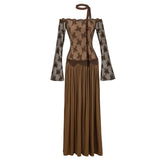 French Retro Lace Splicing Dress Women's New Autumn High-End Feeling Thin Temperament Long Dress