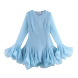 BSK&TRAF Women's Summer 2025 New French Vintage Style Style Laminated Lotus Leaf Punk Dress