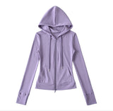 Hooded Yoga Zipper Coat Women 2026 Spring And Autumn New Solid Dress + Rope Straight Trousers Set