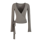 Korean Suit Strapped Knitted Cardigan T-Shirt Women Hanging Neck Hanging Slings Feel Leisure Pants Anti-Walking Half-Dress Skirt