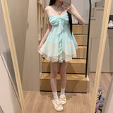 Tea Wear A Set Of Summer Sweet Temperament Slings Pony Pony Short Skirt Small Man Two Sets