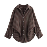 Autumn New Bat Sleeve Loose Striped Shirt 3067105