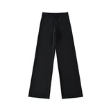 Korean Small Man Standing Thin Hooded Zipper Coat + Loose Feeling Loose Draw Rope Broad Leg Trousers Two Sets Of Women