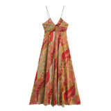 BSK&TRAF Women's Dress 2025 Summer New French Holiday Style V-Neck Print Ampicula Dress 3508147