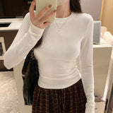 2026 Early Spring European Small Shirt In Autumn And Winter With Long-Sleeved T-Shirts Female Hautein Temperament Solid-Colored Cashmeet Bottom Shirt