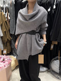Korean Atmosphere Scarf Knitted Shirt Coat Women's New Lazy Style Thin Sweater