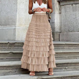 2025 Summer Explosion Fashion Mesh Cake Half-Dressed Dress Woman