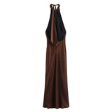 2025 Summer New Women's Temperament De-Backed Silk Densate Hanging Neck Dress Women 3274548