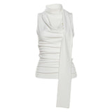 Summer Thin Tie With French Design Sense Of Niche Waist Shirt Women's New Temperament Sleeveless Slimmed Short