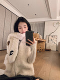 Lamb Hooded Vest 2025 Spring And Autumn New Small Design Collar Casual Folding Coat