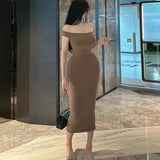 Autumn New Temperament Collar Shoulder High-Rise Dress Han Tight-Up Braided Slings Hanging Skirt
