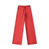 Korean Small Man Standing Thin Hooded Zipper Coat + Loose Feeling Loose Draw Rope Broad Leg Trousers Two Sets Of Women
