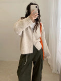 Korean Version Of Casual Collar Double Zipper Knitted Cardigan Women's Autumn And Winter New Retro Easy Thick Coat