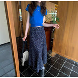 Romantic Thrush Flower Skirt Summer New Hanging Feeling High Waist Thin Fishtail Skirt A Word Dress Girl