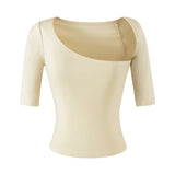 Pure Sleeve T-Shirt Girl Summer Chic Design Sense Slimming Shirt Hottie Elastic Small Top