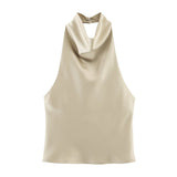 2025 Summer New Silk Hysm Texture Hanging Neck Dress 3203317 Vatry Dress 3210317