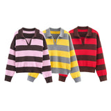 Autumn New Striped POLO Shirt Knitted Knitted Knitted Shirt 5536162