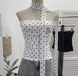 Real Shoot Spice Girl Sexy Boobs Twives Sling Slings Ribbon Ribbon Shoulderless Short Top Lady 1597