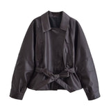 Autumn New Black Belt Short Wind Coat 4749723
