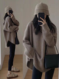 Milk ºôºô Hao White Bottoming Sweater Women Autumn And Winter High Sense With Long Sleeve Top Knitted Lazy Wind Loose