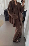 Autumn And Winter With A Set Of Women's Languid Style High-End Sense Knitted Shirt Jacket Skirt Two Sets